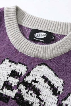Y2K Anime Girl Knitted Sweater - Harajuku Grunge 90s Fashion, Retro Y2K Summer Outfits