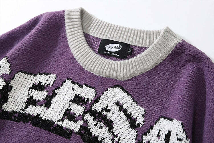 Y2K Anime Girl Knitted Sweater - Harajuku Grunge 90s Fashion, Retro Y2K Summer Outfits
