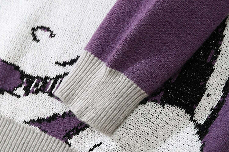 Y2K Anime Girl Knitted Sweater - Harajuku Grunge 90s Fashion, Retro Y2K Summer Outfits