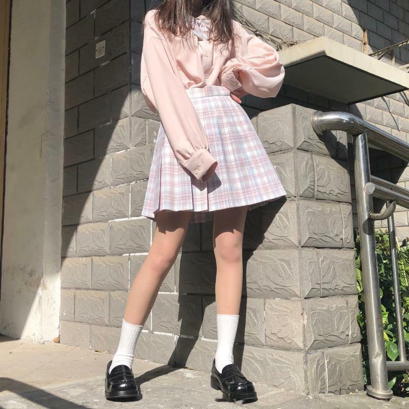 Y2K Asymmetric Hem Lantern Sleeve Shirt - Retro 90s Grunge, Summer Y2K Outfits, Pastel Goth