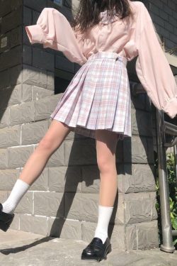Y2K Asymmetric Hem Lantern Sleeve Shirt - Retro 90s Grunge, Summer Y2K Outfits, Pastel Goth