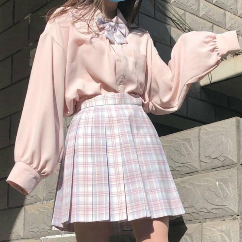 Y2K Asymmetric Hem Lantern Sleeve Shirt - Retro 90s Grunge, Summer Y2K Outfits, Pastel Goth