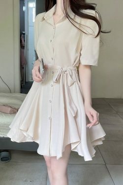 Y2K Asymmetrical Hull Shirt Dress - Retro 90s Grunge, Summer Y2K Outfits, Pastel Goth Fashion