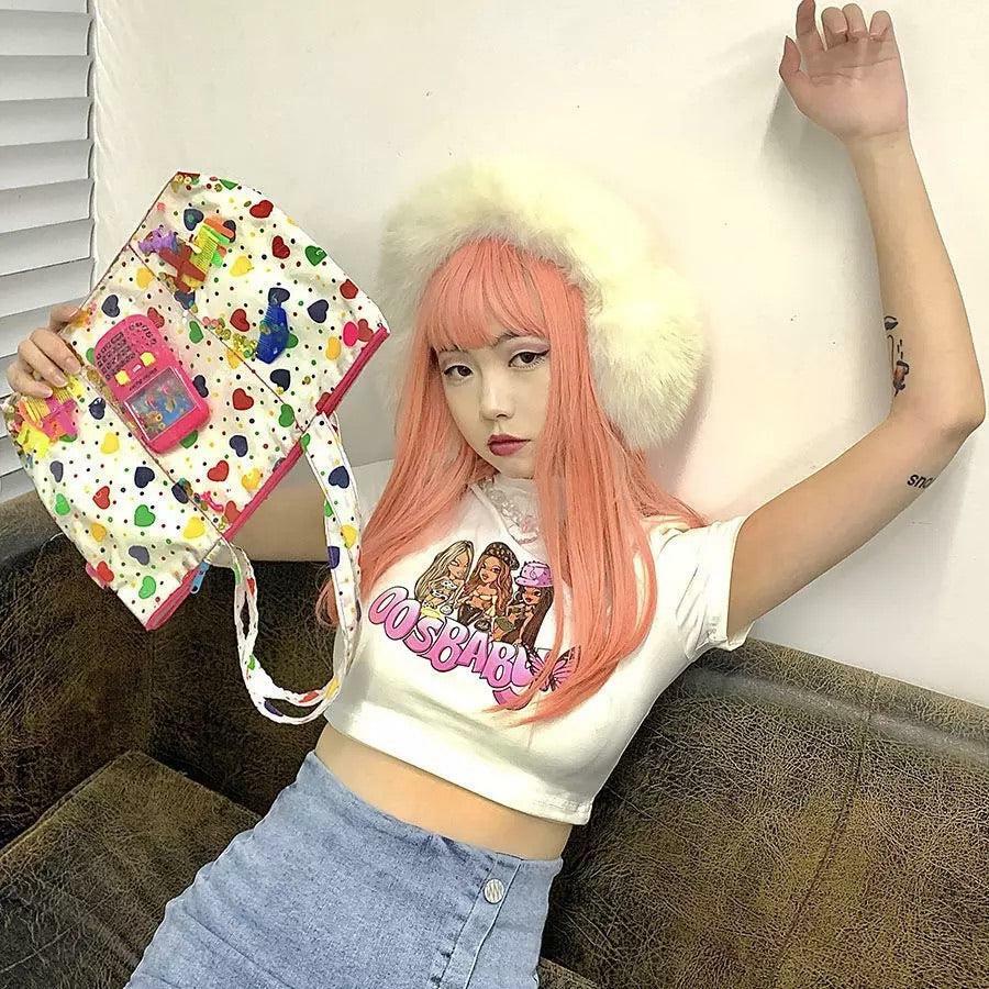 Y2K Baby Crop Top - Retro 90s Grunge, Summer Y2K Outfits, Pastel Goth, Y2K Club Fashion