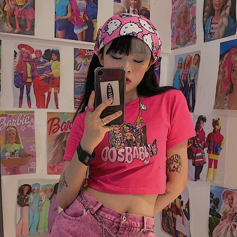 Y2K Baby Crop Top - Retro 90s Grunge, Summer Y2K Outfits, Pastel Goth, Y2K Club Fashion