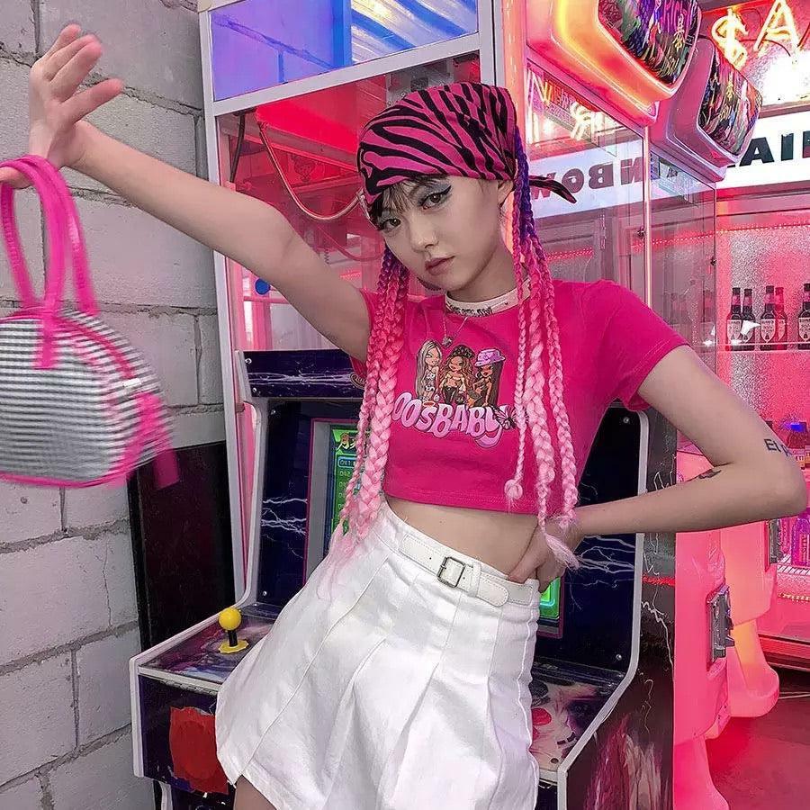 Y2K Baby Crop Top - Retro 90s Grunge, Summer Y2K Outfits, Pastel Goth, Y2K Club Fashion