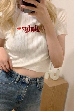 Y2K Baby Embroidery Crop Top - 90s Grunge, Retro Summer, Pastel Goth, Y2K Party Outfit