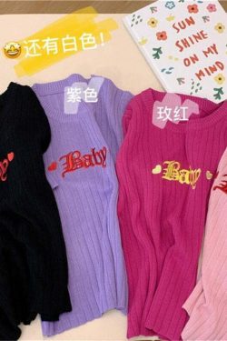 Y2K Baby Embroidery Crop Top - 90s Grunge, Retro Summer, Pastel Goth, Y2K Party Outfit