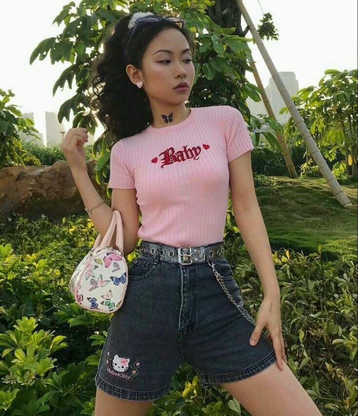 Y2K Baby Knitted Tee - Retro 90s Grunge, Summer Outfits, Pastel Goth, Hip Hop Fashion