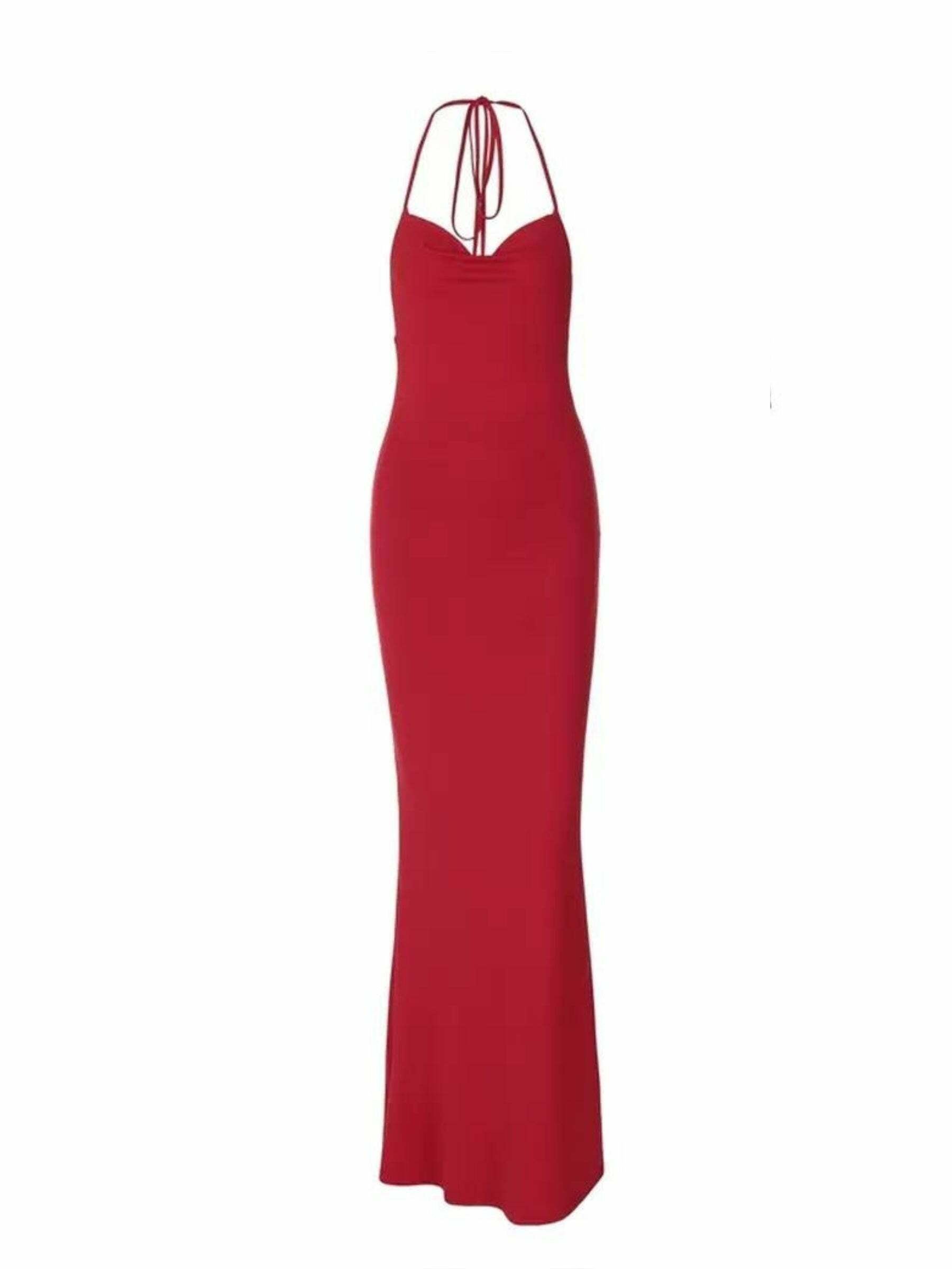 Y2K Backless Maxi Dress - 90s Grunge, Retro Summer, Party & Club Outfits for Women