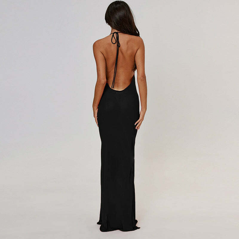 Y2K Backless Maxi Dress - 90s Grunge, Retro Summer, Party & Club Outfits for Women