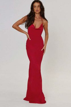 Y2K Backless Maxi Dress - 90s Grunge, Retro Summer, Party & Club Outfits for Women