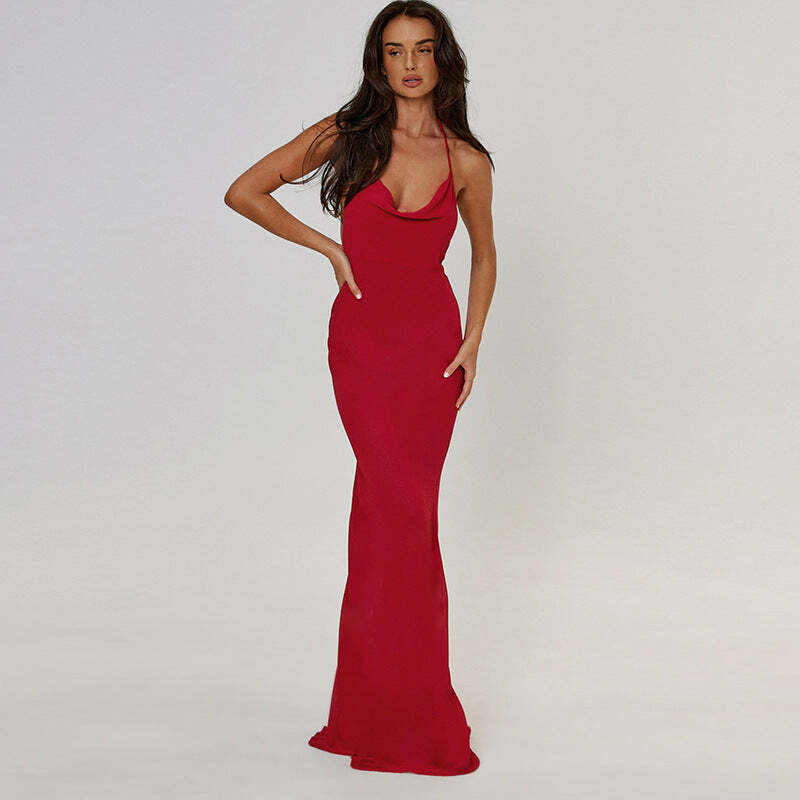 Y2K Backless Maxi Dress - 90s Grunge, Retro Summer, Party & Club Outfits for Women