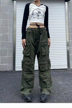Y2K Baggy Blue Washed Cargo Pants - Retro 90s Grunge Summer Outfit, Y2K Fashion Essentials