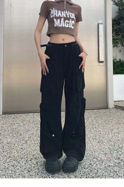 Y2K Baggy Blue Washed Cargo Pants - Retro 90s Grunge Summer Outfit, Y2K Fashion Essentials