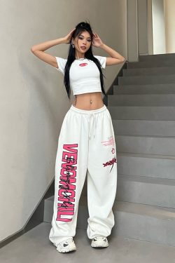Y2K Baggy Sweatpants - Retro 90s Grunge, Summer Y2K Outfits, Pastel Goth, Hip Hop Fashion
