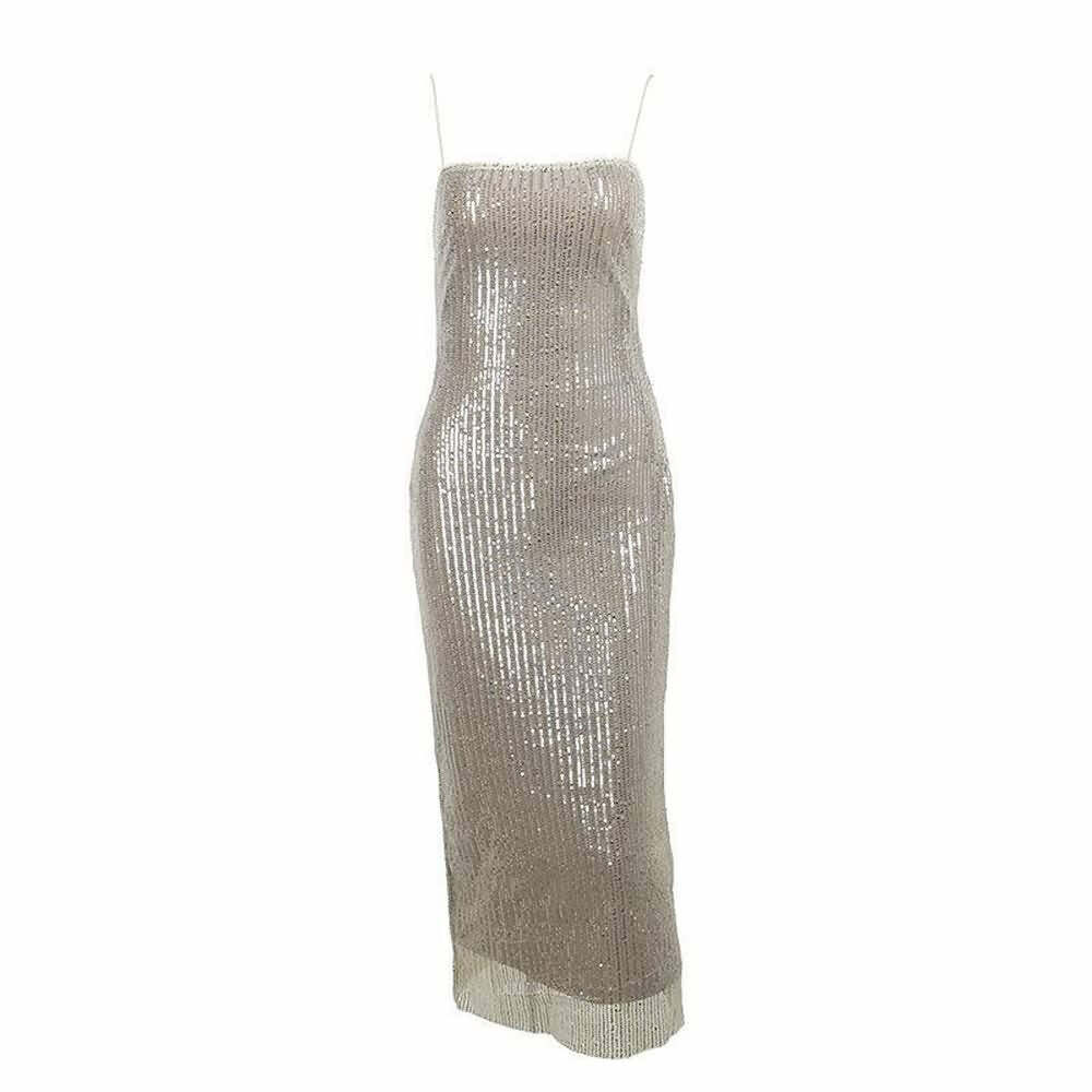 Y2K Beaded Maxi Dress with Back Slit - Perfect for 90s Grunge, Retro, and Summer Party Outfits