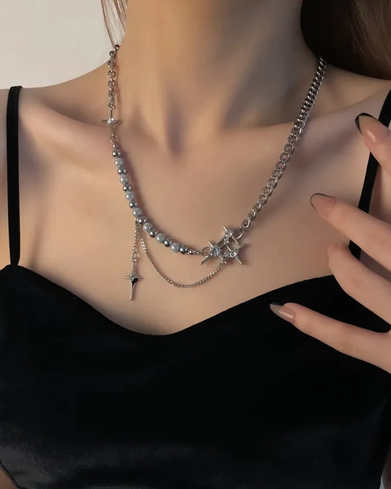 Y2K Beaded Necklace - Retro 90s Grunge, Y2K Summer Outfits, Popstar & Party Fashion