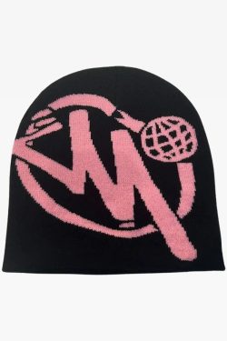 Y2K Beanie Hat - Retro 90s Grunge, Y2K Summer & Party Outfits, Gothic & Pastel Goth Style
