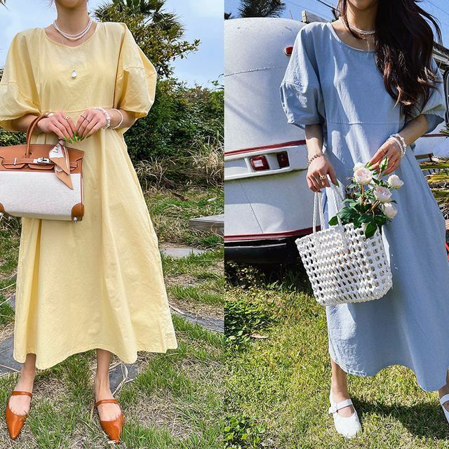 Y2K Bishop-Sleeve Flared Long Dress - Retro 90s Grunge, Summer Party, and Club Outfits