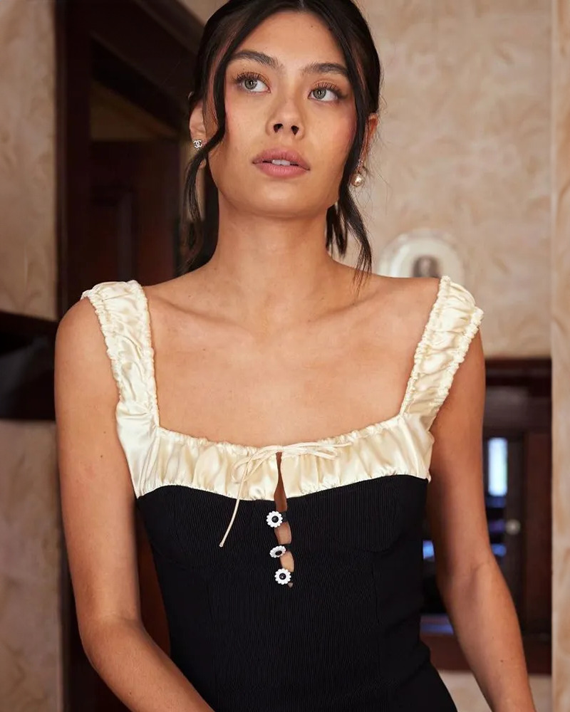 Y2K Black and White Mini Dress - 90s Grunge, Retro Summer Outfit, Y2K Party & Club Fashion