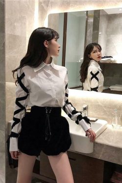 Y2K Black Bandage Shirt - 90s Grunge, Retro Style, Y2K Summer & Party Outfits