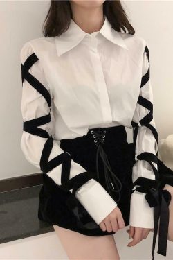 Y2K Black Bandage Shirt - 90s Grunge, Retro Style, Y2K Summer & Party Outfits