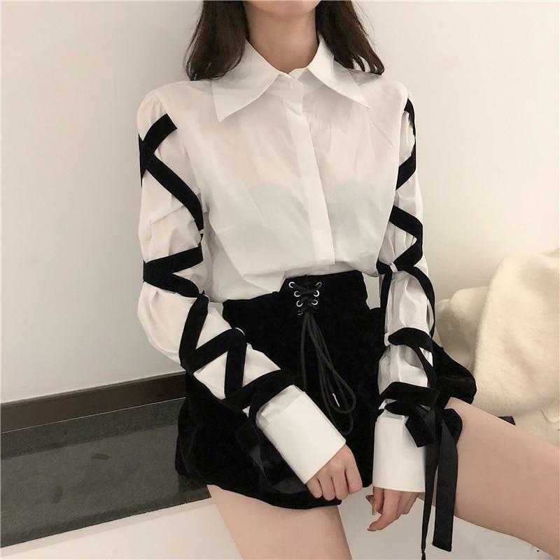 Y2K Black Bandage Shirt - 90s Grunge, Retro Style, Y2K Summer & Party Outfits