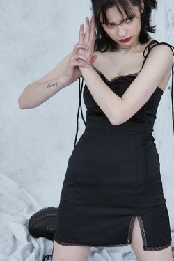 Y2K Black Bodycon Mini Dress - 90s Grunge, Retro Summer Outfit, Y2K Party & Club Fashion