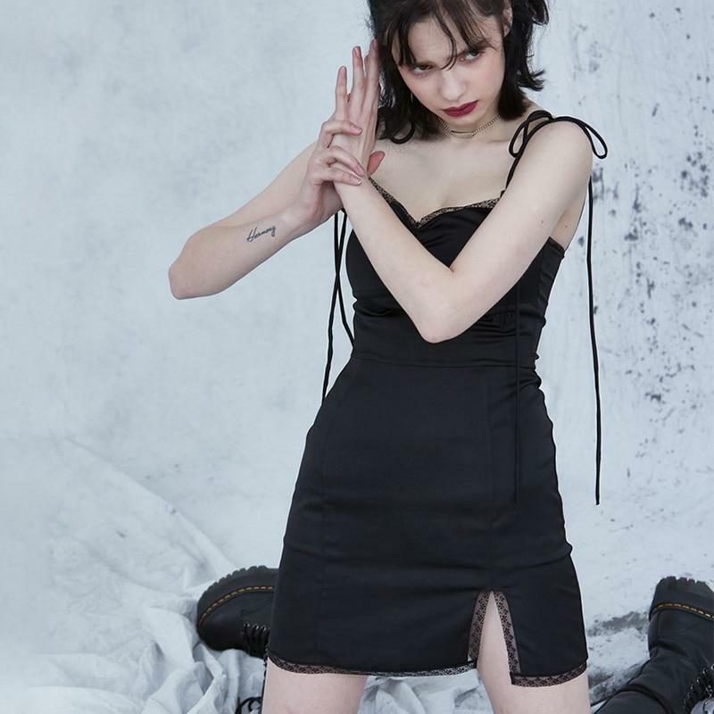 Y2K Black Bodycon Mini Dress - 90s Grunge, Retro Summer Outfit, Y2K Party & Club Fashion