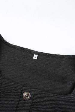 Y2K Black Button Mini Dress - 90s Grunge, Retro Summer Outfit, Y2K Party & Club Fashion