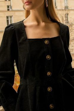 Y2K Black Button Mini Dress - 90s Grunge, Retro Summer Outfit, Y2K Party & Club Fashion