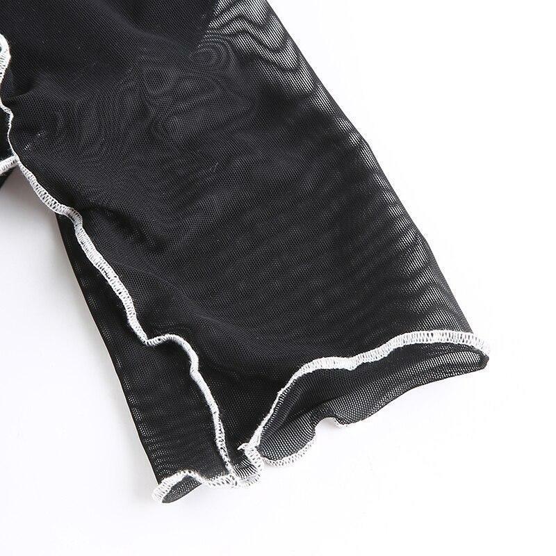 Y2K Black Frill Mini Dress - 90s Grunge, Retro Summer Outfit, Gothic Y2K Party Fashion