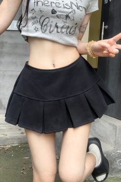 Y2K Black Pleated Mini Skirt - 90s Grunge, Retro Summer Outfit, Gothic Y2K Fashion