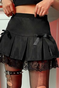 Y2K Black Pleated Skirt - 90s Grunge, Retro Summer Outfit, Gothic Y2K Fashion
