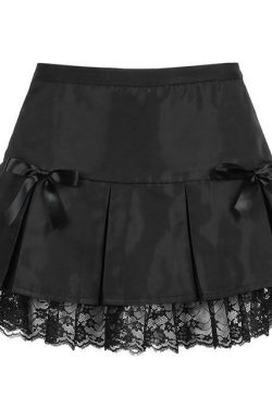 Y2K Black Pleated Skirt - 90s Grunge, Retro Summer Outfit, Gothic Y2K Fashion