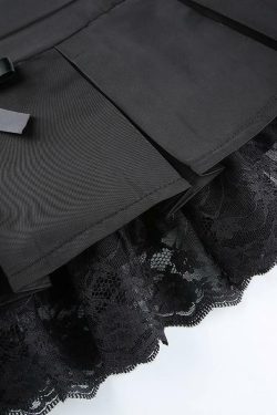 Y2K Black Pleated Skirt - 90s Grunge, Retro Summer Outfit, Gothic Y2K Fashion