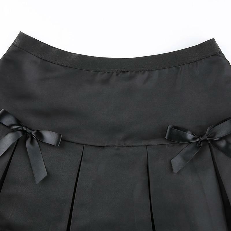 Y2K Black Pleated Skirt - 90s Grunge, Retro Summer Outfit, Gothic Y2K Fashion