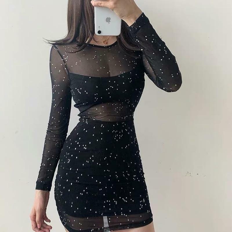 Y2K Black Shiny Mini Dress - Perfect for 90s Grunge, Retro Parties, and Summer Y2K Outfits