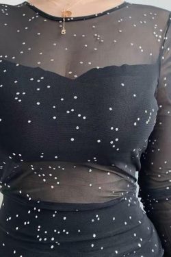 Y2K Black Shiny Mini Dress - Perfect for 90s Grunge, Retro Parties, and Summer Y2K Outfits
