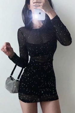 Y2K Black Shiny Mini Dress - Perfect for 90s Grunge, Retro Parties, and Summer Y2K Outfits