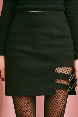 Y2K Black Skirt with Buckle - 90s Grunge, Retro, Gothic, Summer, Party, and Club Outfits