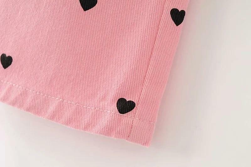 Y2K Black Skirt with Pink Hearts - Perfect for 90s Grunge, Summer Outfits, and Retro Parties