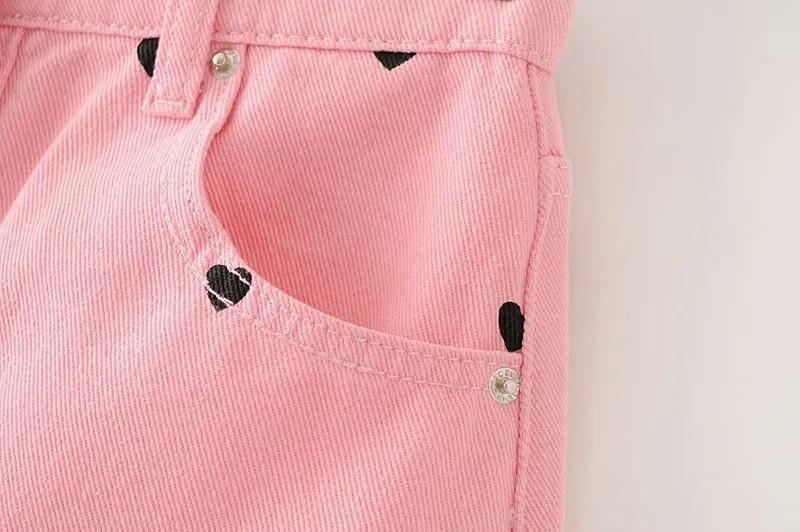 Y2K Black Skirt with Pink Hearts - Perfect for 90s Grunge, Summer Outfits, and Retro Parties