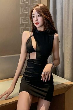 Y2K Black Sleeveless Mini Dress - Perfect for 90s Grunge, Summer, and Party Outfits