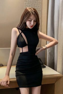 Y2K Black Sleeveless Mini Dress - Perfect for 90s Grunge, Summer, and Party Outfits