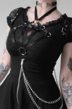Y2K Black Strap Skirt - 90s Grunge, Retro, Gothic, Summer Y2K Outfits, Y2K Party Fashion