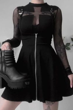 Y2K Black Strap Skirt - 90s Grunge, Retro, Gothic, Summer Y2K Outfits, Y2K Party Fashion