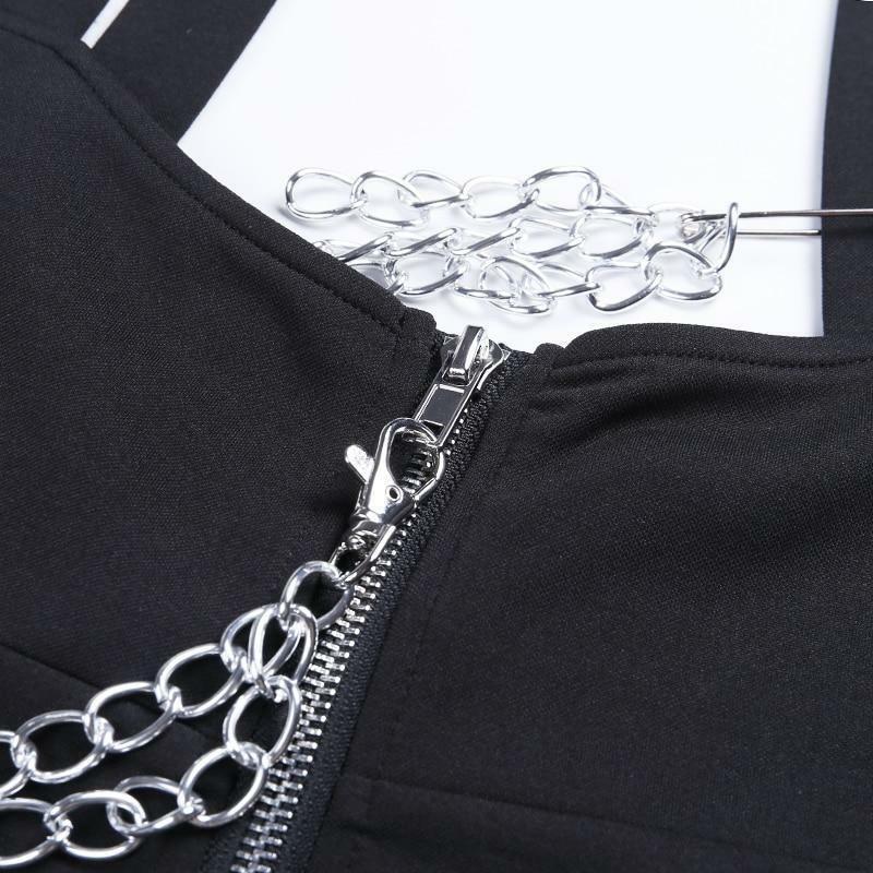 Y2K Black Strap Skirt - 90s Grunge, Retro, Gothic, Summer Y2K Outfits, Y2K Party Fashion