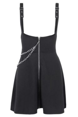 Y2K Black Strap Skirt - 90s Grunge, Retro, Gothic, Summer Y2K Outfits, Y2K Party Fashion